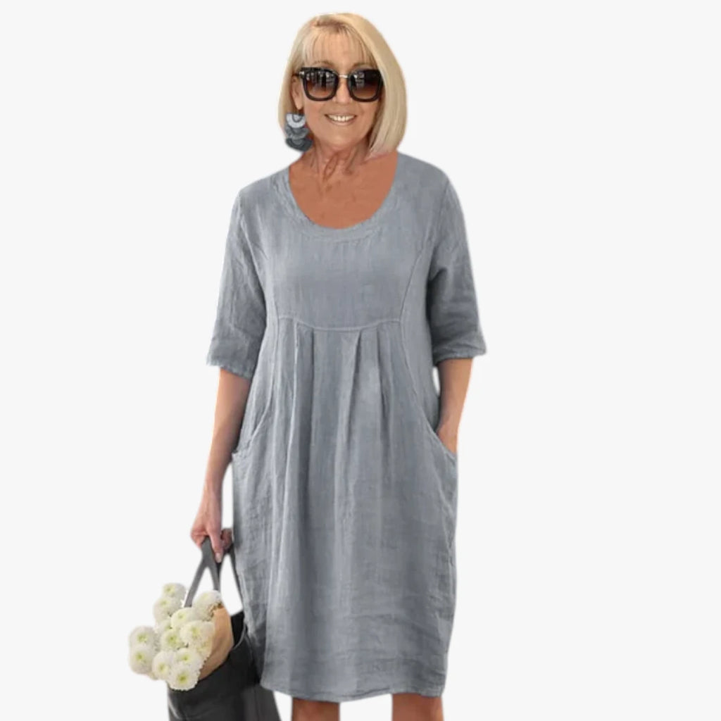 Dame Oversize Midi Sommerkjole med Lommer
