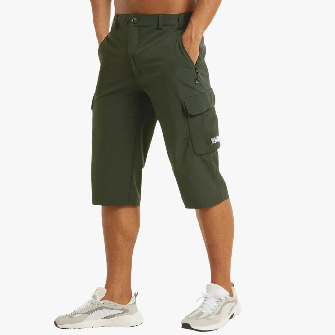 Herre Lange Cargo Shorts med Lommer og Lynlås