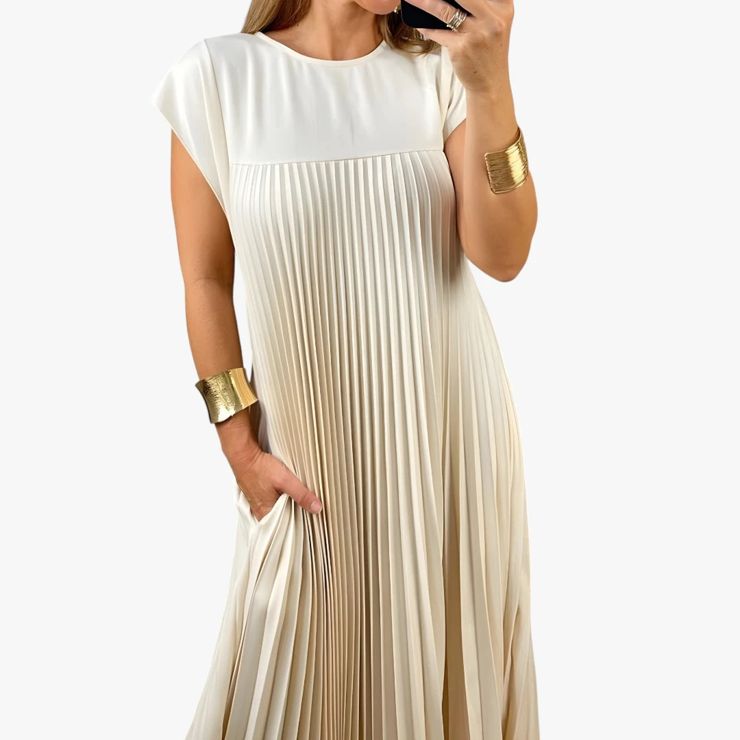 Dame Elegant Maxi Sommerkjole med Plissering