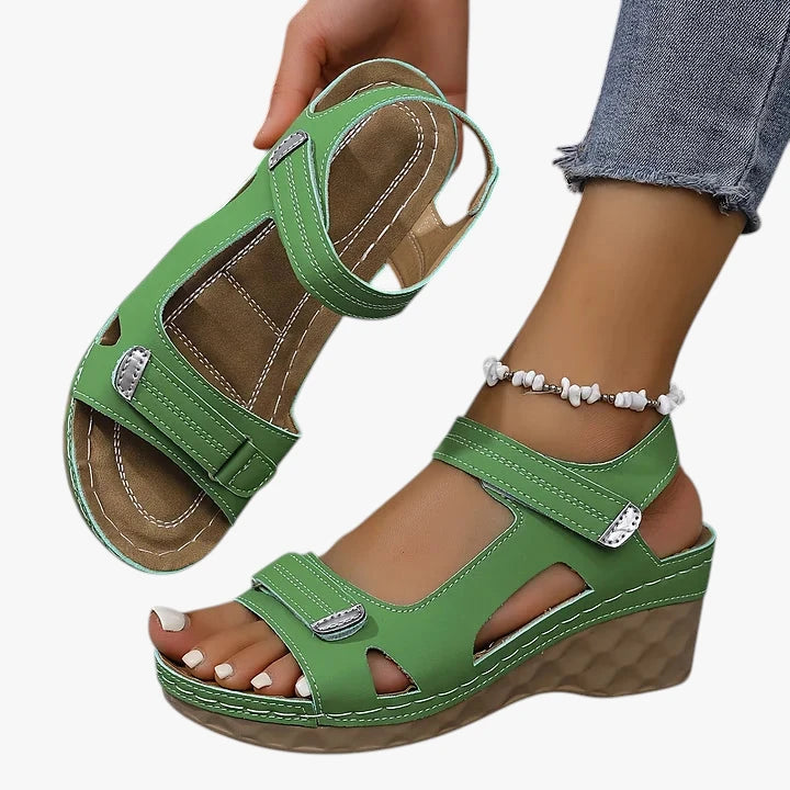 Dame Komfort Sandaler med Kilehæl og Velcro