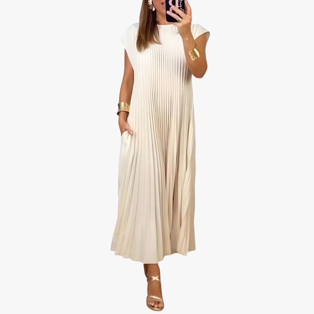 Dame Elegant Maxi Sommerkjole med Plissering