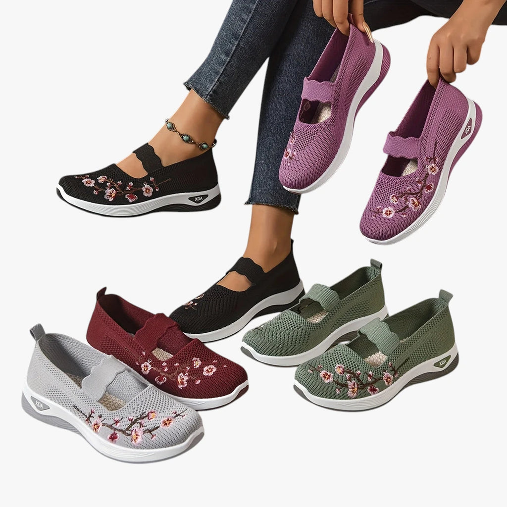 Dame Lette Slip-on Sneakers med Svangstøtte og Broderi