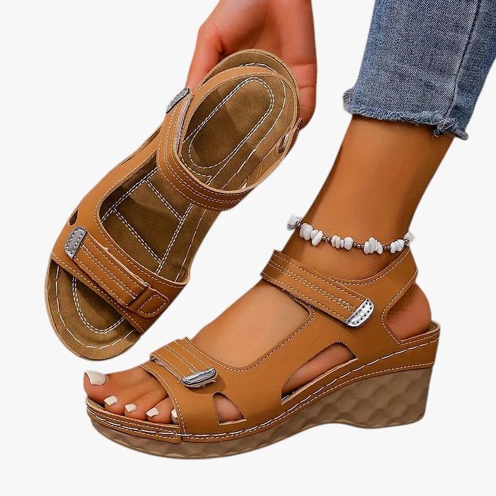 Dame Komfort Sandaler med Kilehæl og Velcro