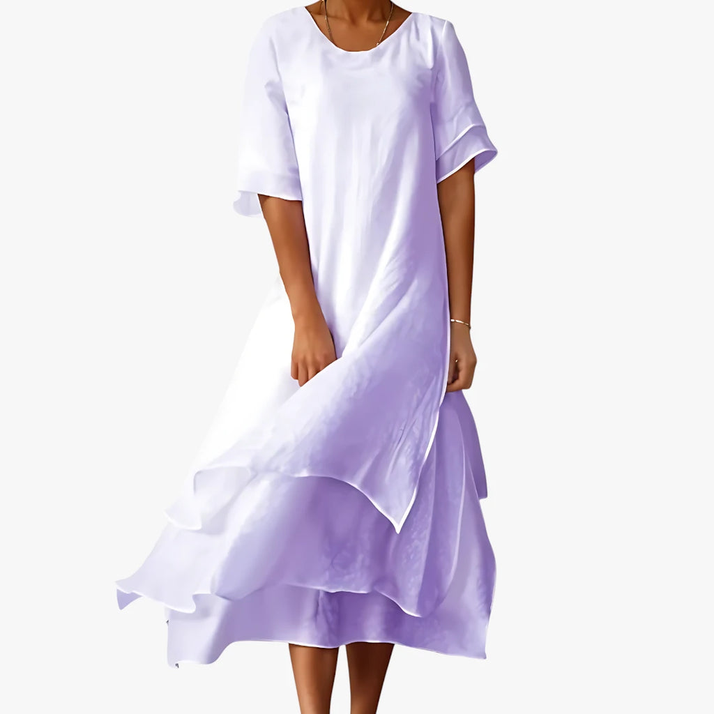 Dame Elegant Midi Sommerkjole med Løse Ærmer