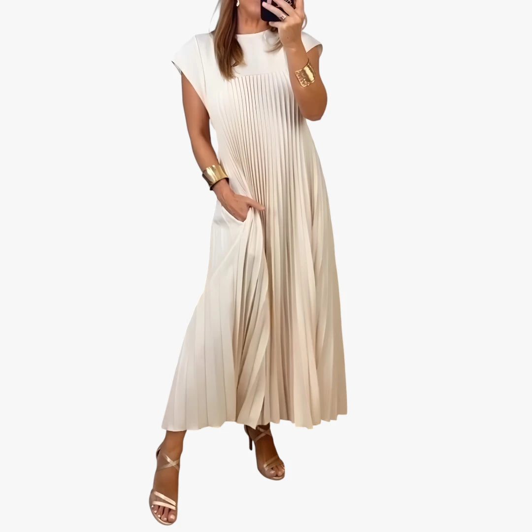Dame Elegant Maxi Sommerkjole med Plissering