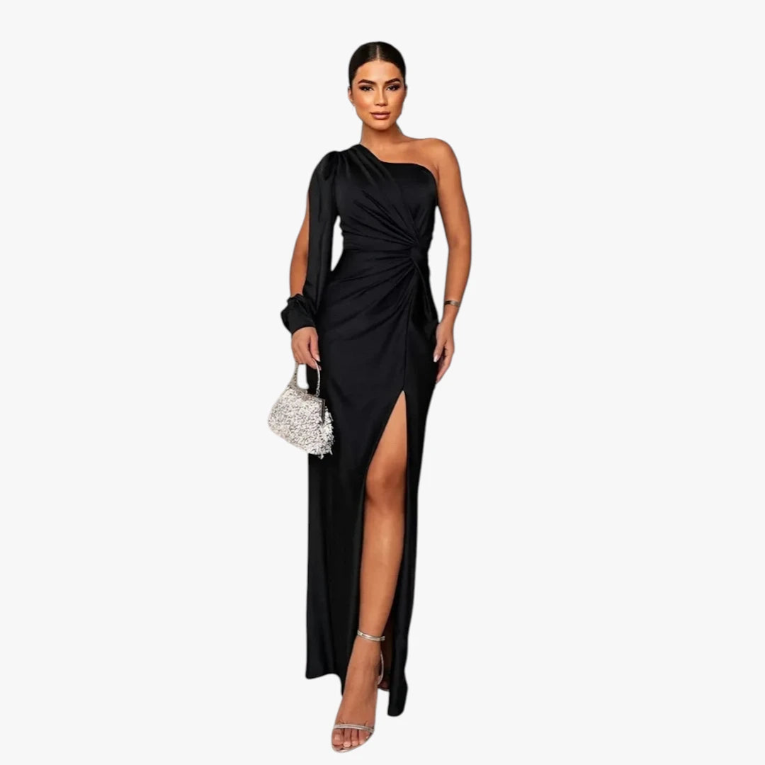 Dame One Shoulder Maxi Kjole til Bryllup med Slids