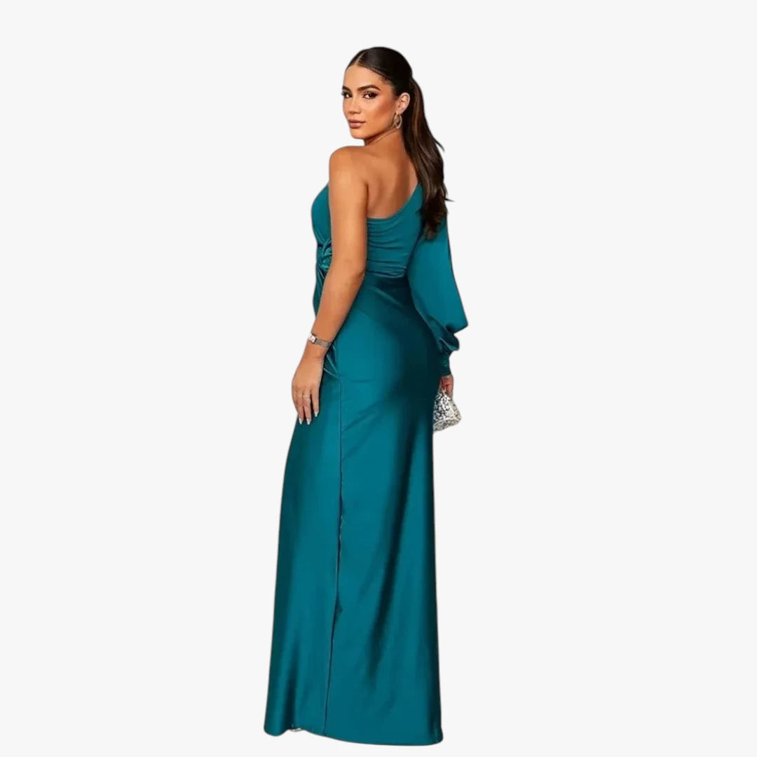 Dame One Shoulder Maxi Kjole til Bryllup med Slids