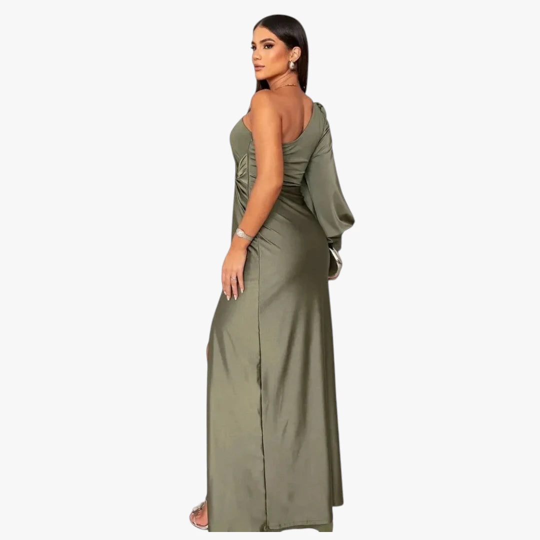 Dame One Shoulder Maxi Kjole til Bryllup med Slids
