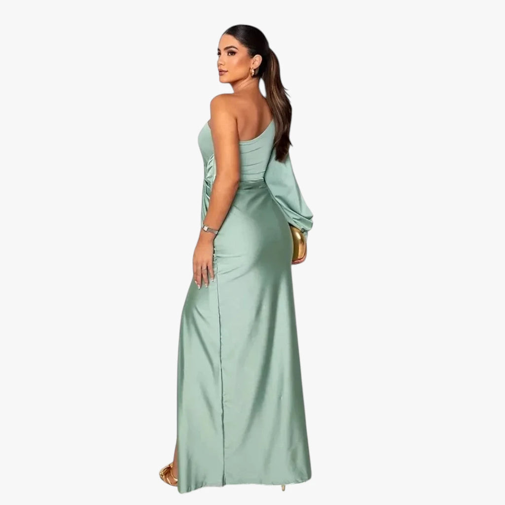 Dame One Shoulder Maxi Kjole til Bryllup med Slids