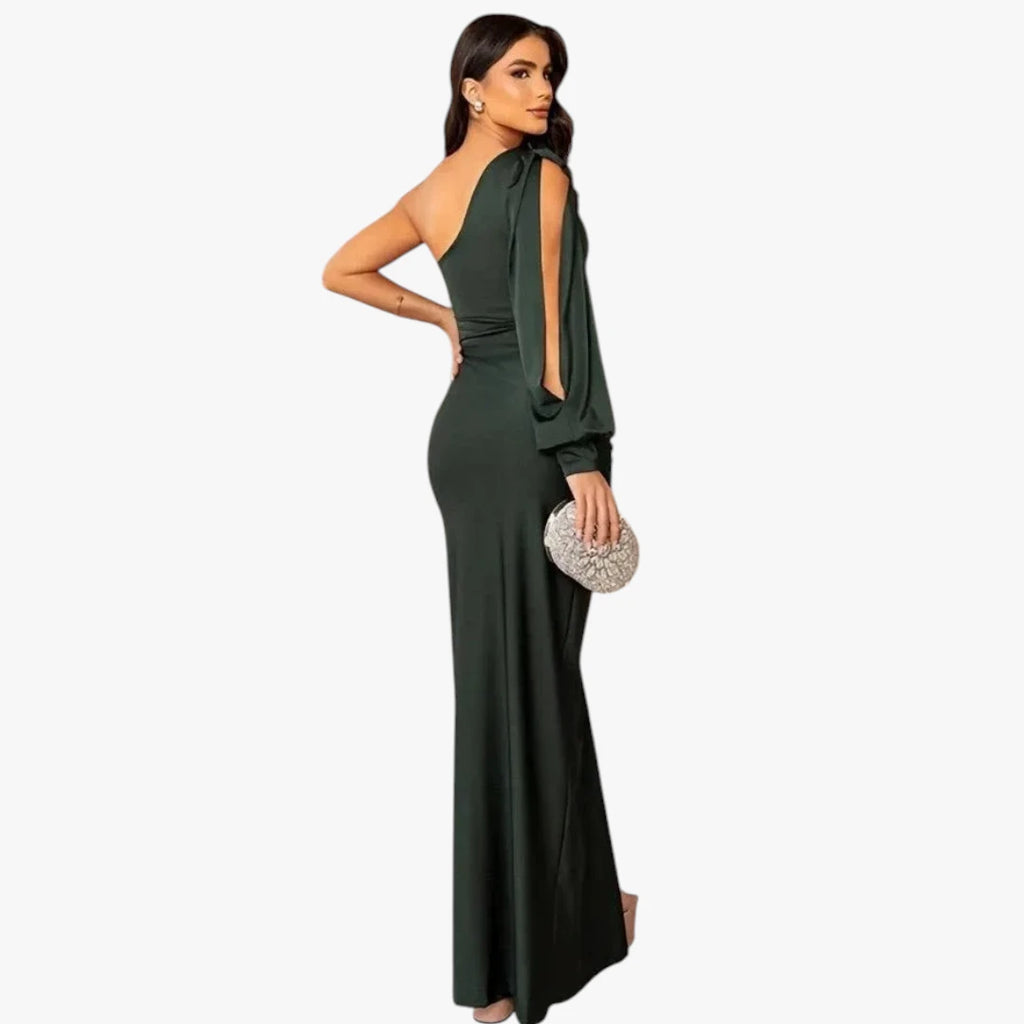 Dame One Shoulder Maxi Kjole til Bryllup med Slids