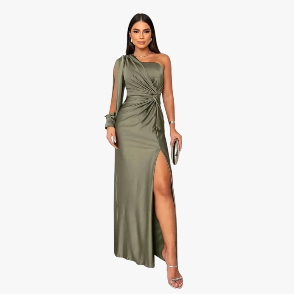 Dame One Shoulder Maxi Kjole til Bryllup med Slids