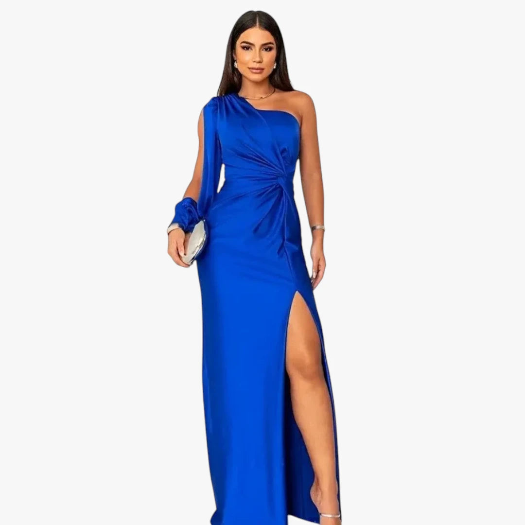 Dame One Shoulder Maxi Kjole til Bryllup med Slids