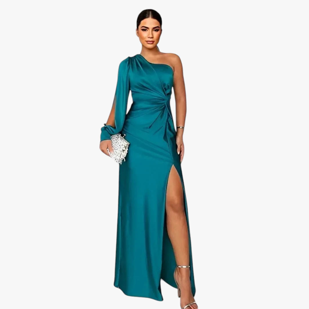 Dame One Shoulder Maxi Kjole til Bryllup med Slids