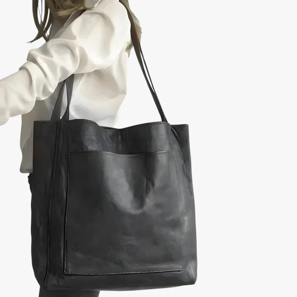 Dame Vintage Stor Skuldertaske med Lynlås og Mange Rum