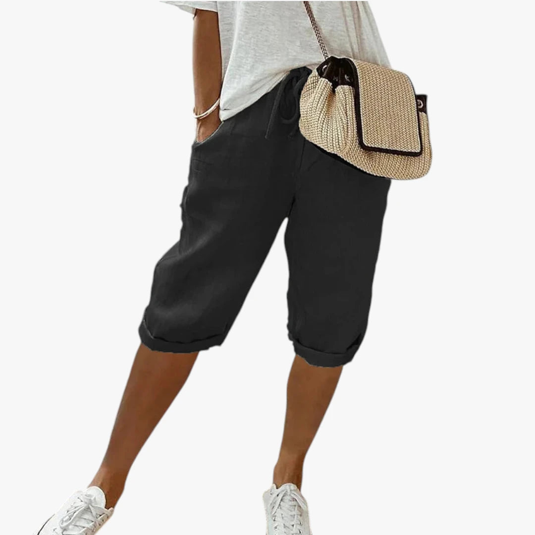 Dame Lange Løse Shorts med Snøre og Lommer
