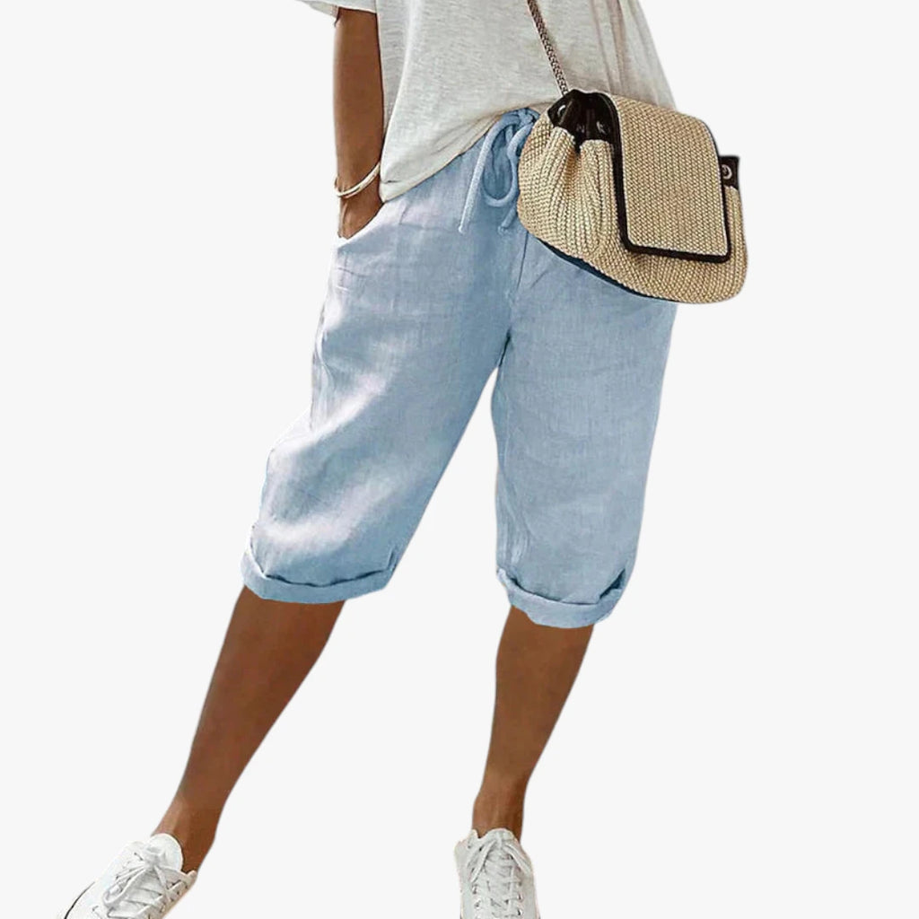 Dame Lange Løse Shorts med Snøre og Lommer