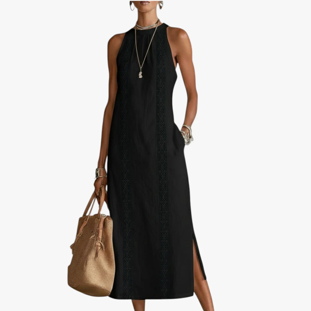 Dame Elegant Midi Sommerkjole med Halterneck