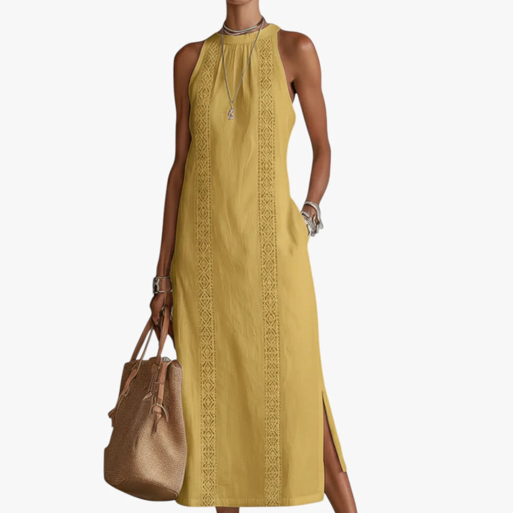 Dame Elegant Midi Sommerkjole med Halterneck