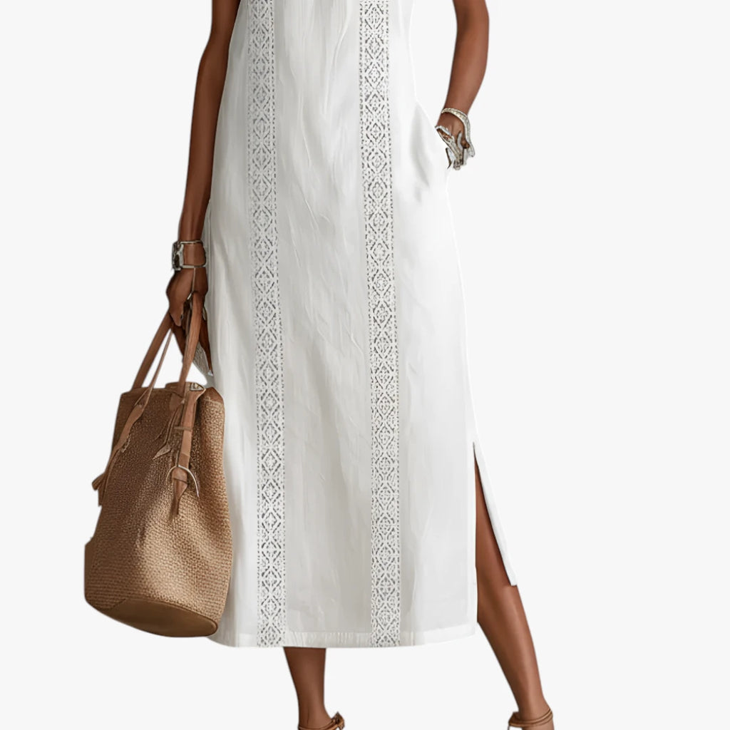 Dame Elegant Midi Sommerkjole med Halterneck