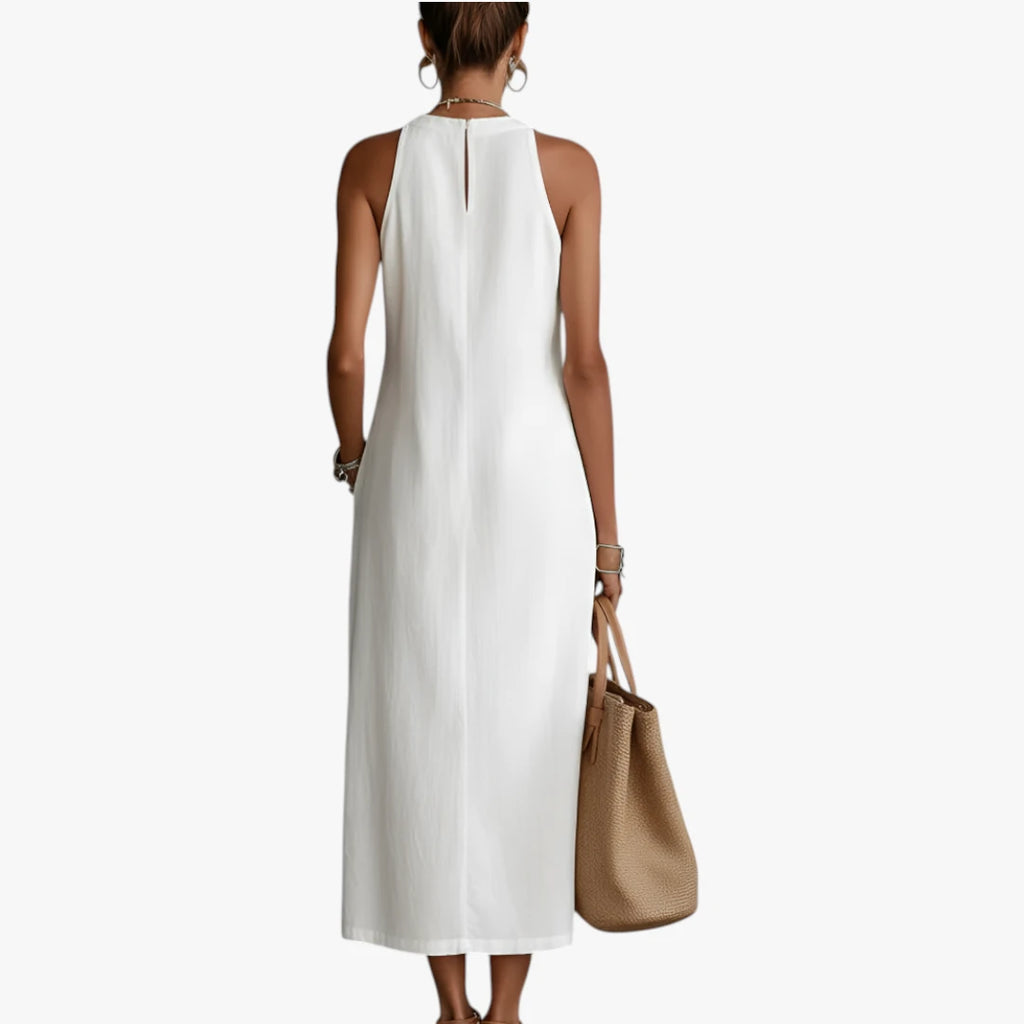Dame Elegant Midi Sommerkjole med Halterneck