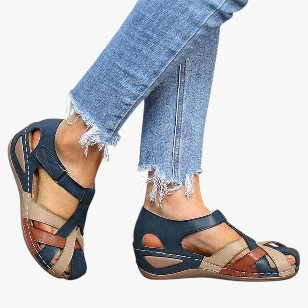 Dame Lukkede Sandaler med Kilehæl og Velcro
