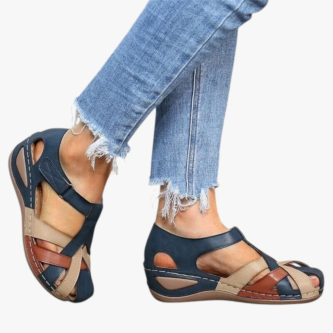 Dame Lukkede Sandaler med Kilehæl og Velcro