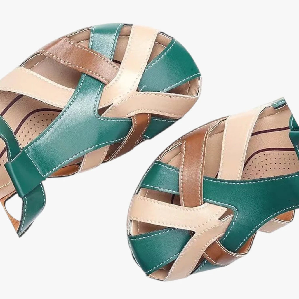 Dame Lukkede Sandaler med Kilehæl og Velcro
