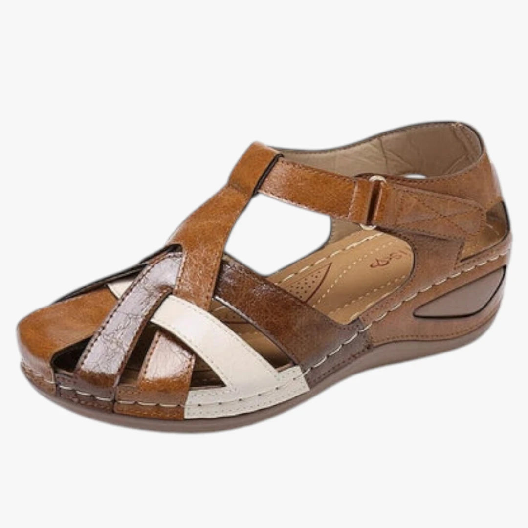 Dame Lukkede Sandaler med Kilehæl og Velcro