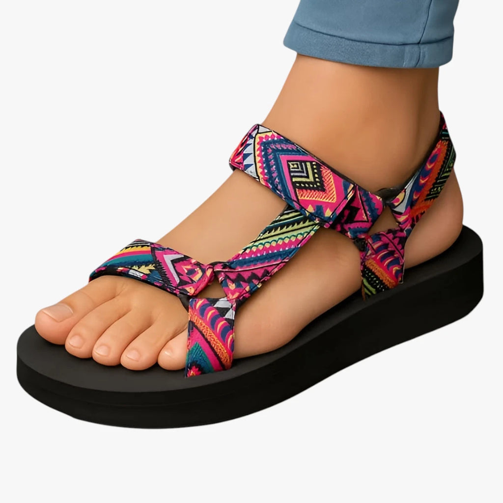 Dame Sunde Plateau Sandaler med Velcro og Rem