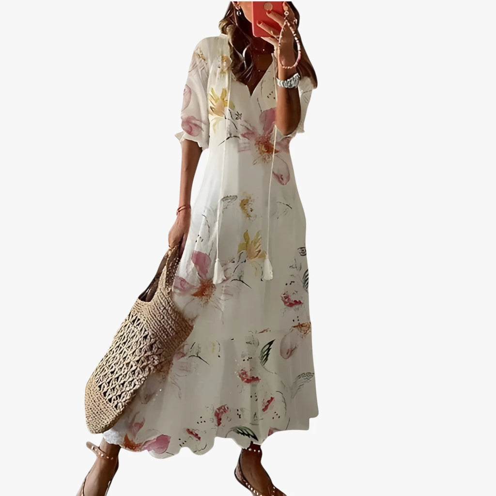 Dame Boheme Maxi Sommerkjole med Frynser