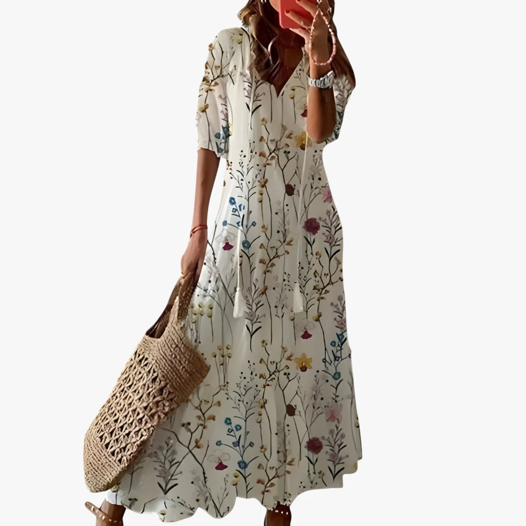 Dame Boheme Maxi Sommerkjole med Frynser
