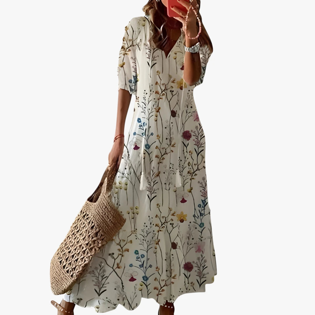 Dame Boheme Maxi Sommerkjole med Frynser