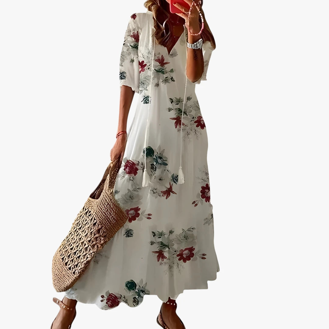 Dame Boheme Maxi Sommerkjole med Frynser