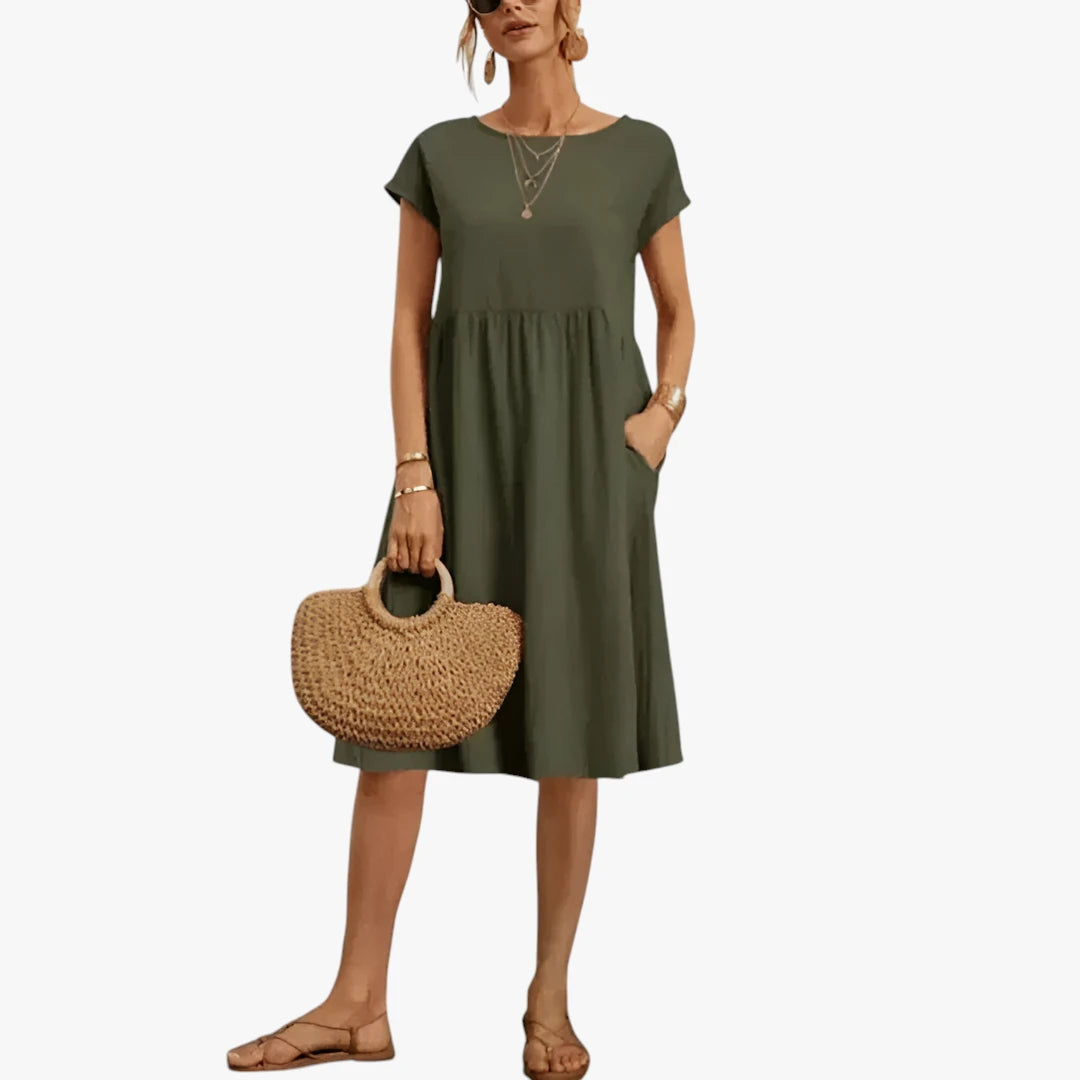 Dame Elegant Sommerkjole med Smock og Kort Snit