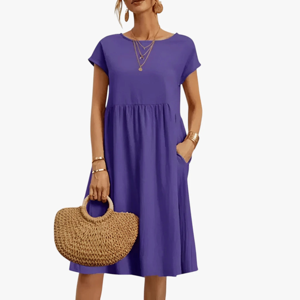 Dame Elegant Sommerkjole med Smock og Kort Snit