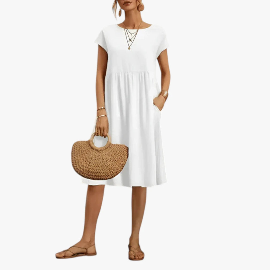 Dame Elegant Sommerkjole med Smock og Kort Snit