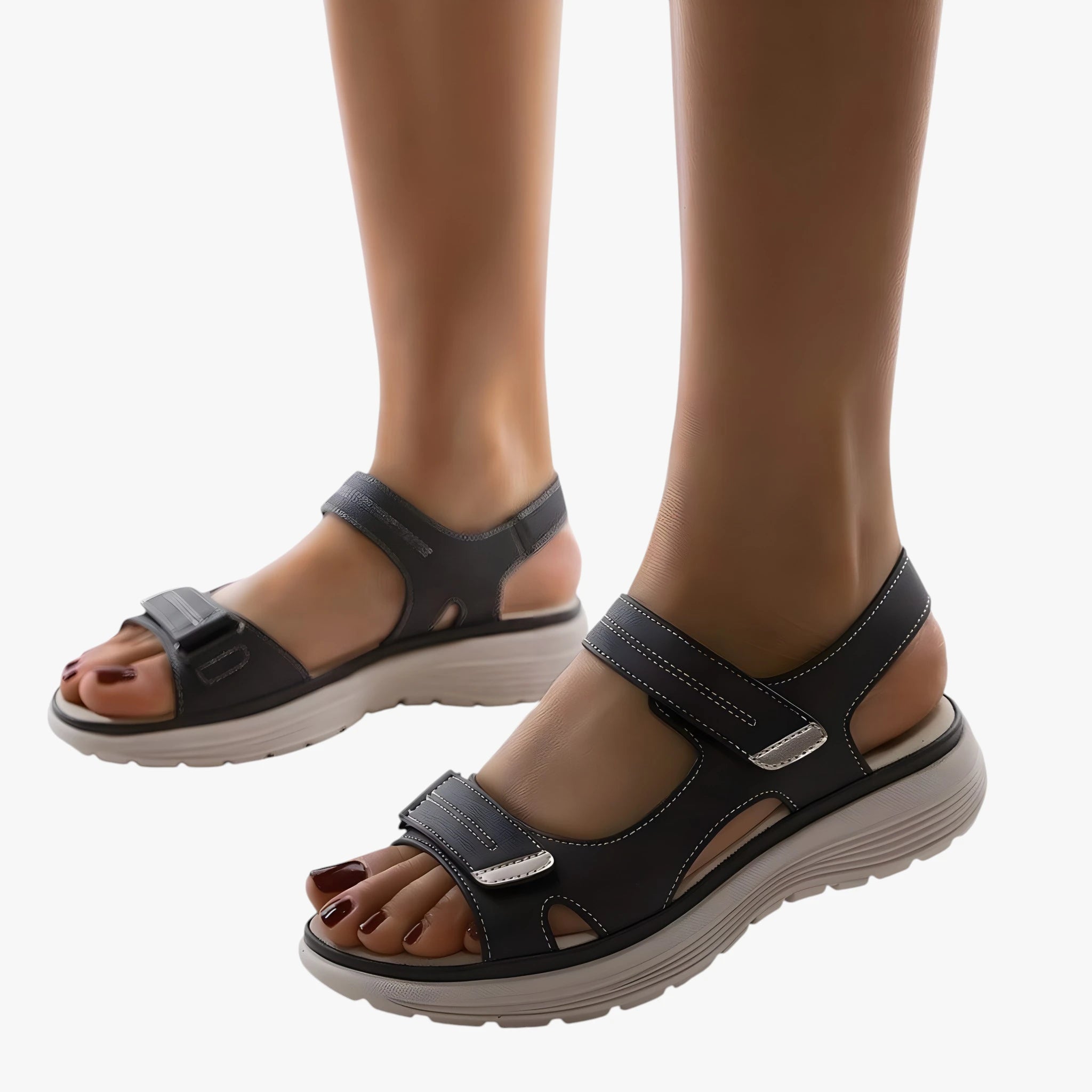 Dame Flade Sunde Vandresandaler med Rem og Velcro