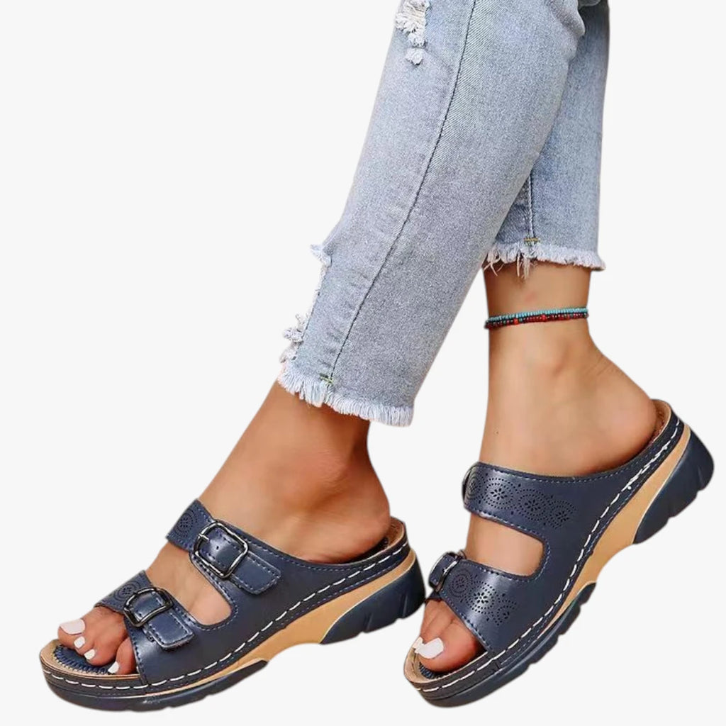 Dame Sandaler med Plateau og Kilehæl med Rem