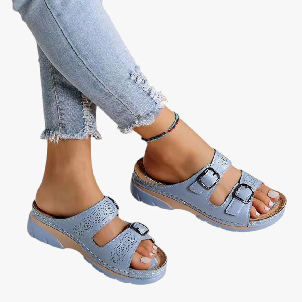 Dame Sandaler med Plateau og Kilehæl med Rem