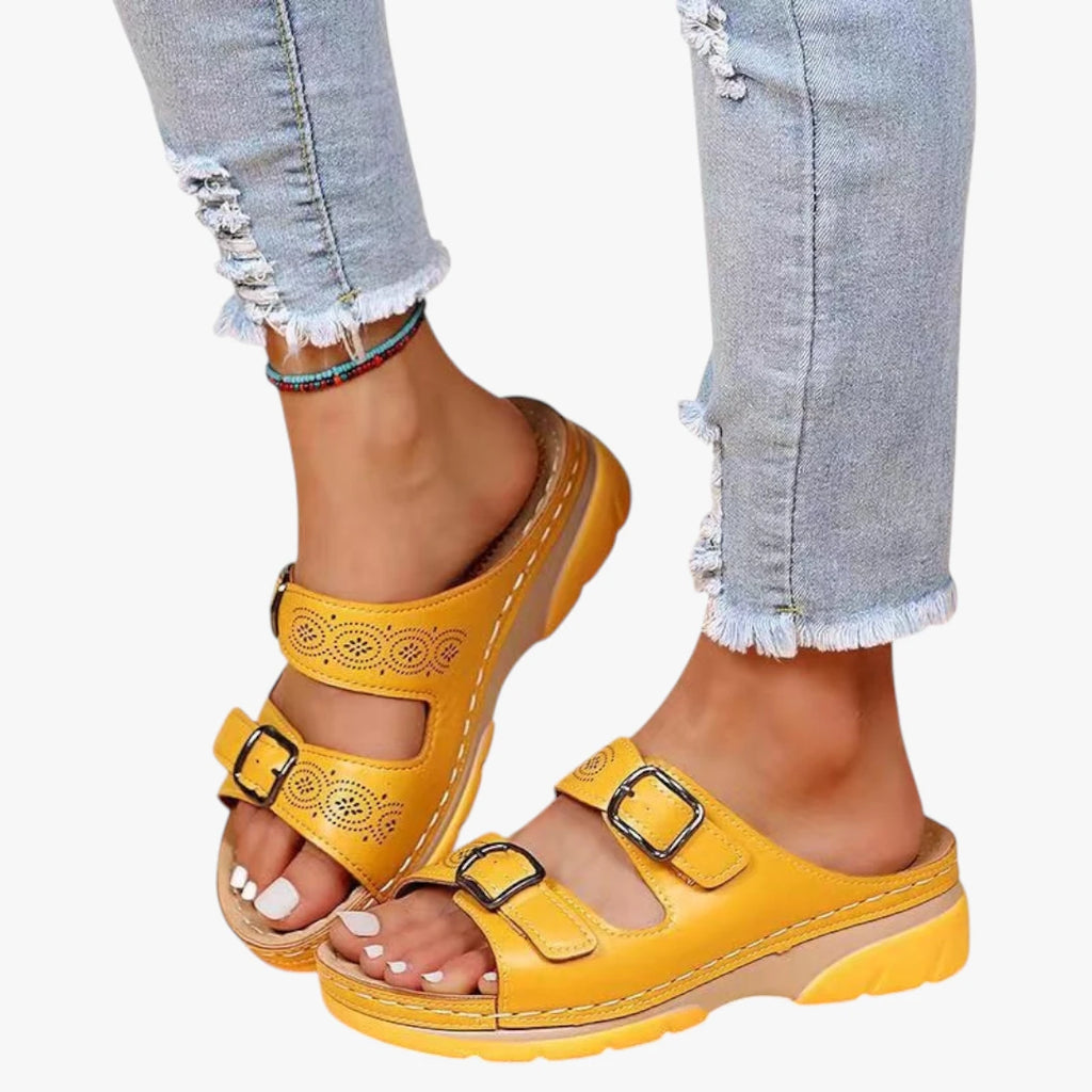Dame Sandaler med Plateau og Kilehæl med Rem