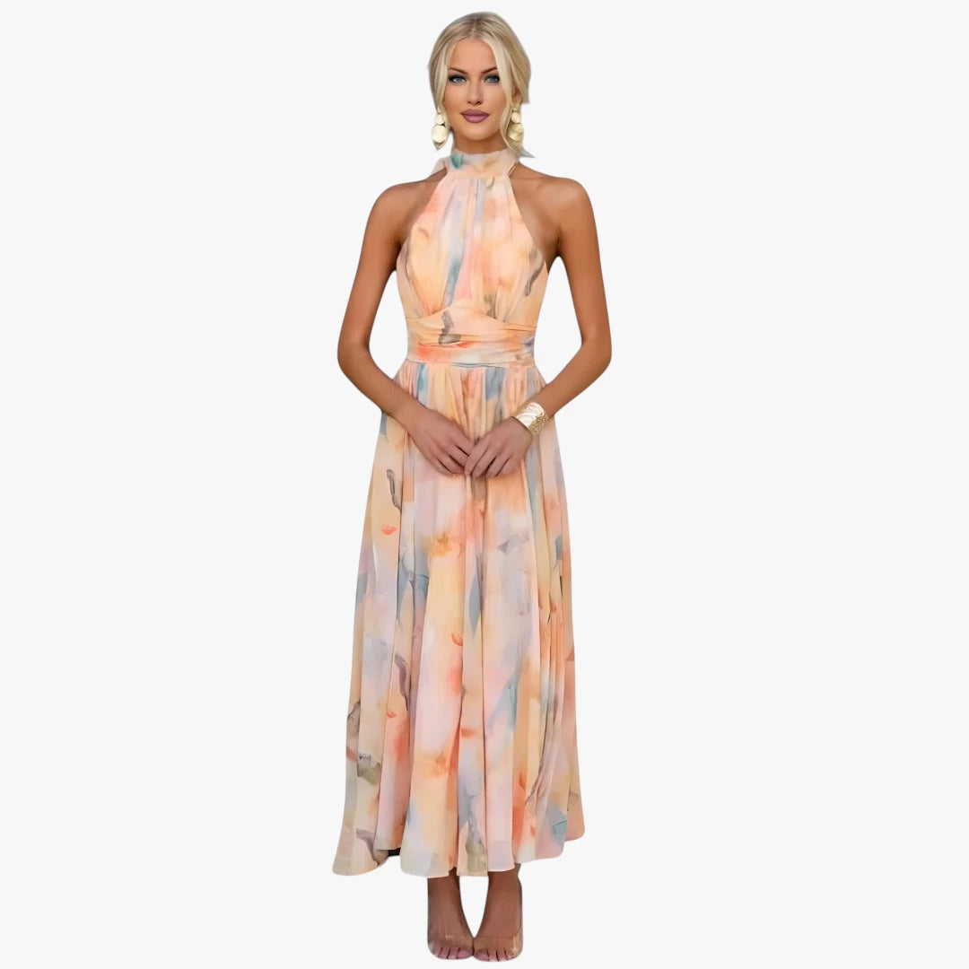 Dame Elegant Maxi Sommerkjole med Halterneck