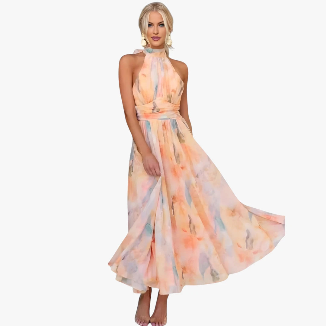 Dame Elegant Maxi Sommerkjole med Halterneck